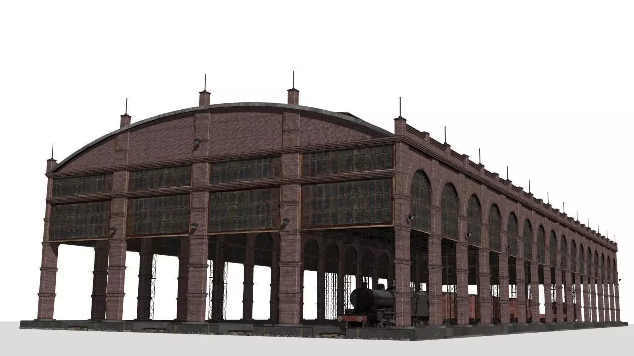 Railroad station Low-poly 3D model