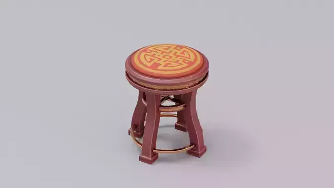 Chinese Trade Furniture Kit - 12 Stool Low-poly 3D model