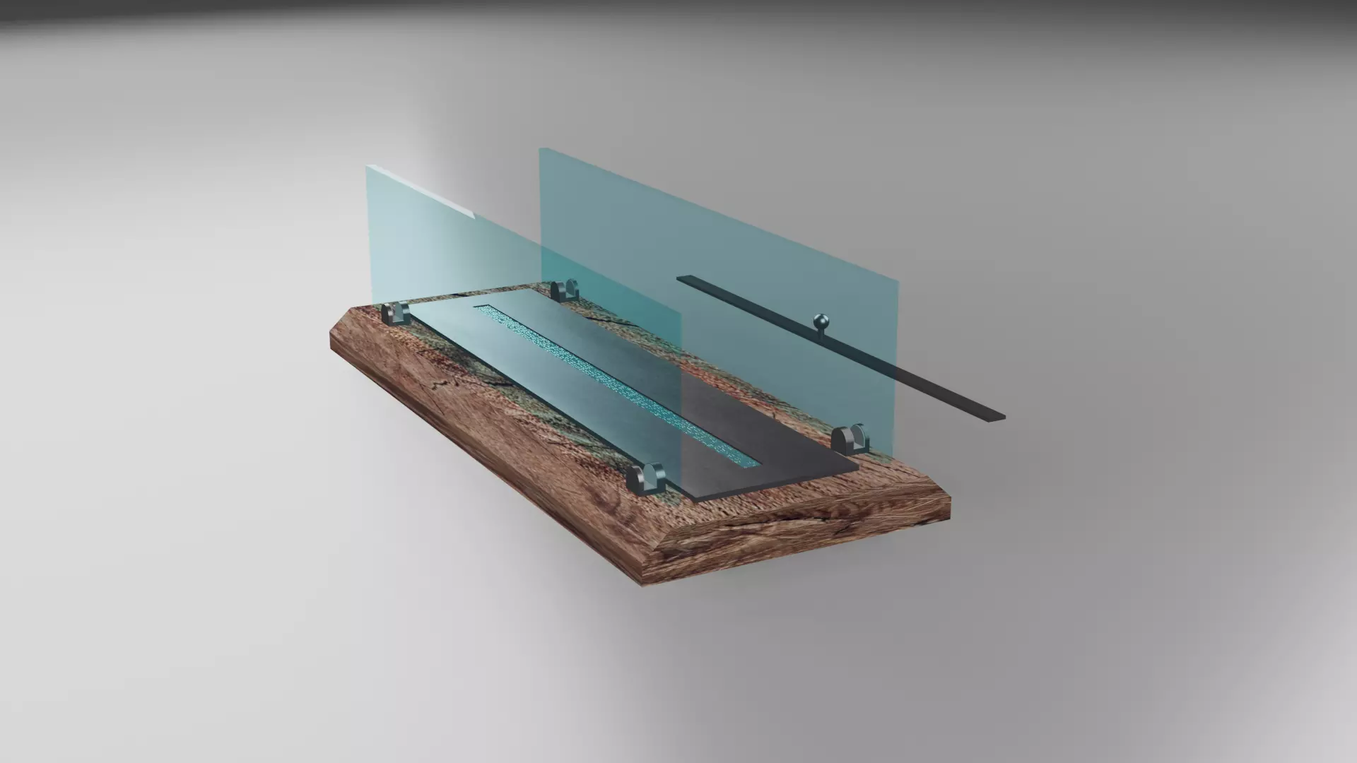 Wooden bio ethanol fireplace Low-poly 3D model