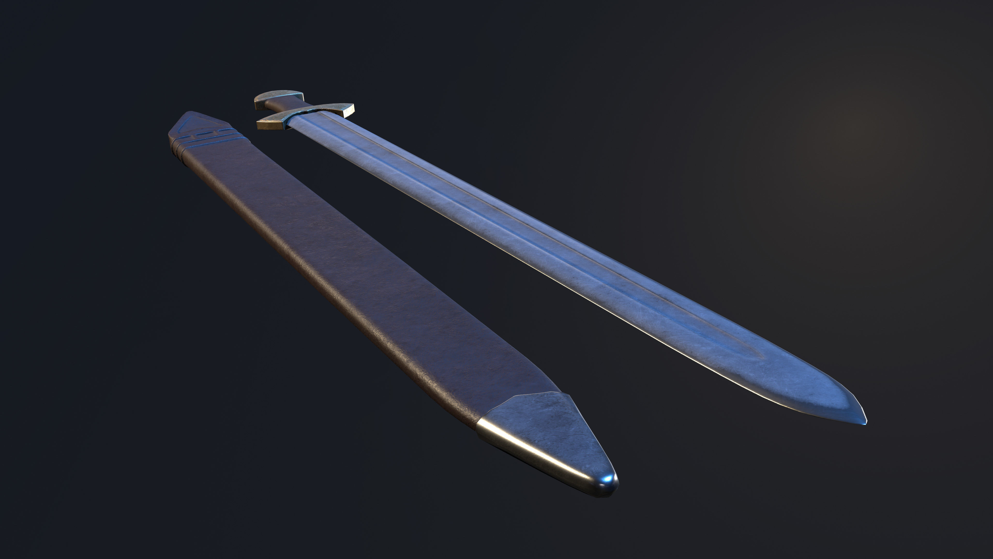 Darksword 11th Century Viking Sword Low-poly 3D model_11