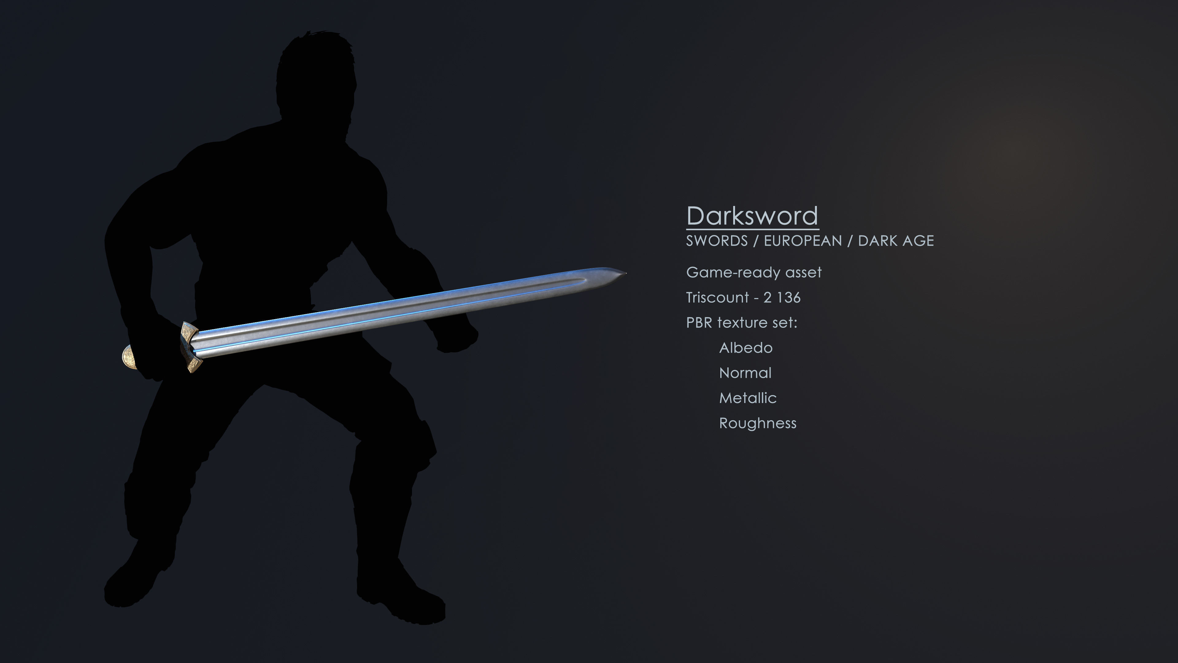 Darksword 11th Century Viking Sword Low-poly 3D model_5