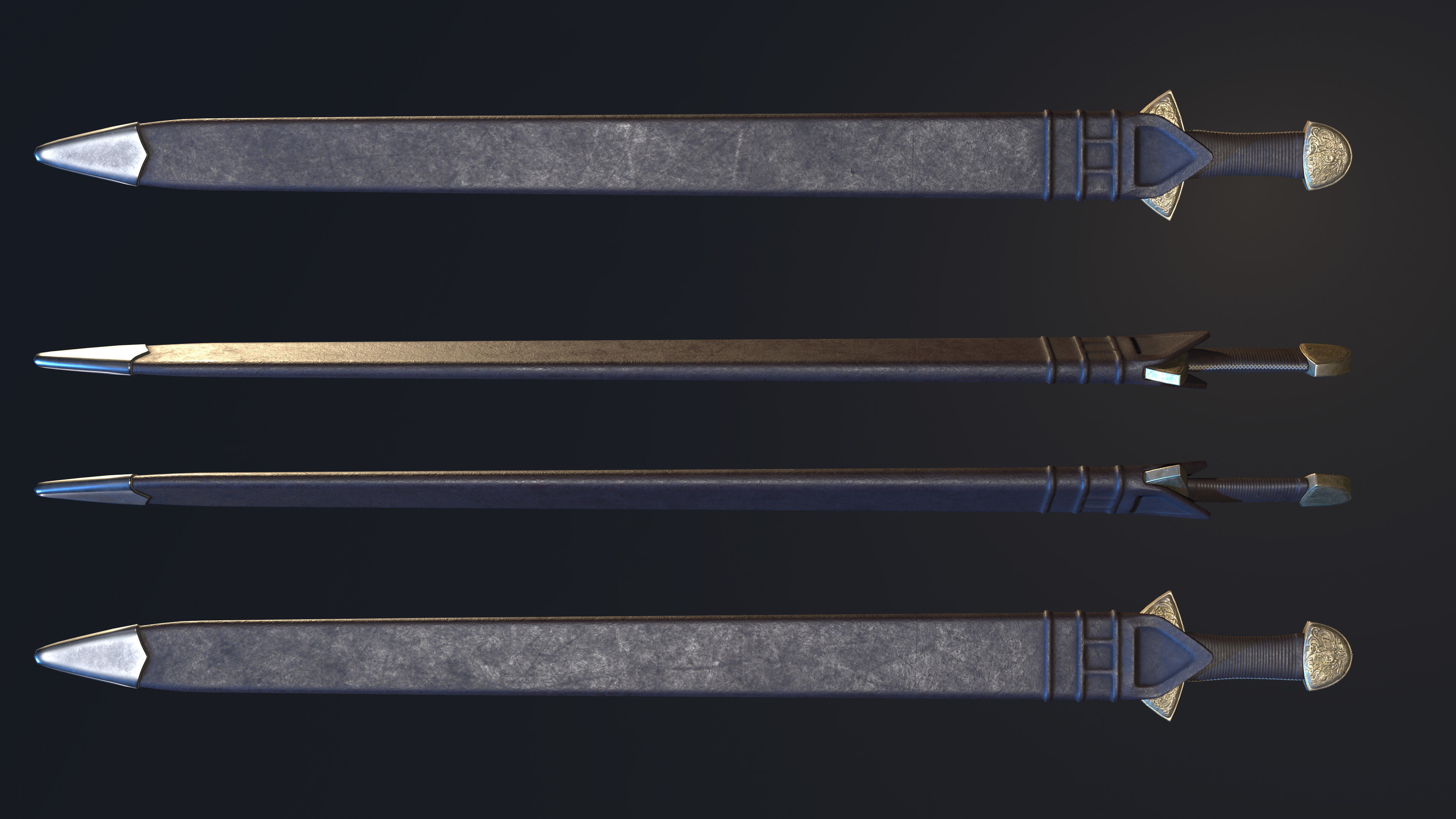 Darksword 11th Century Viking Sword Low-poly 3D model_7