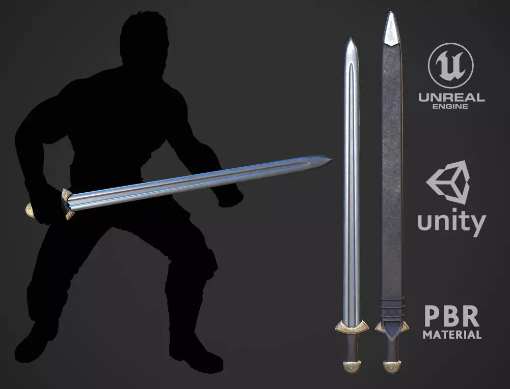 Darksword 11th Century Viking Sword Low-poly 3D model_0