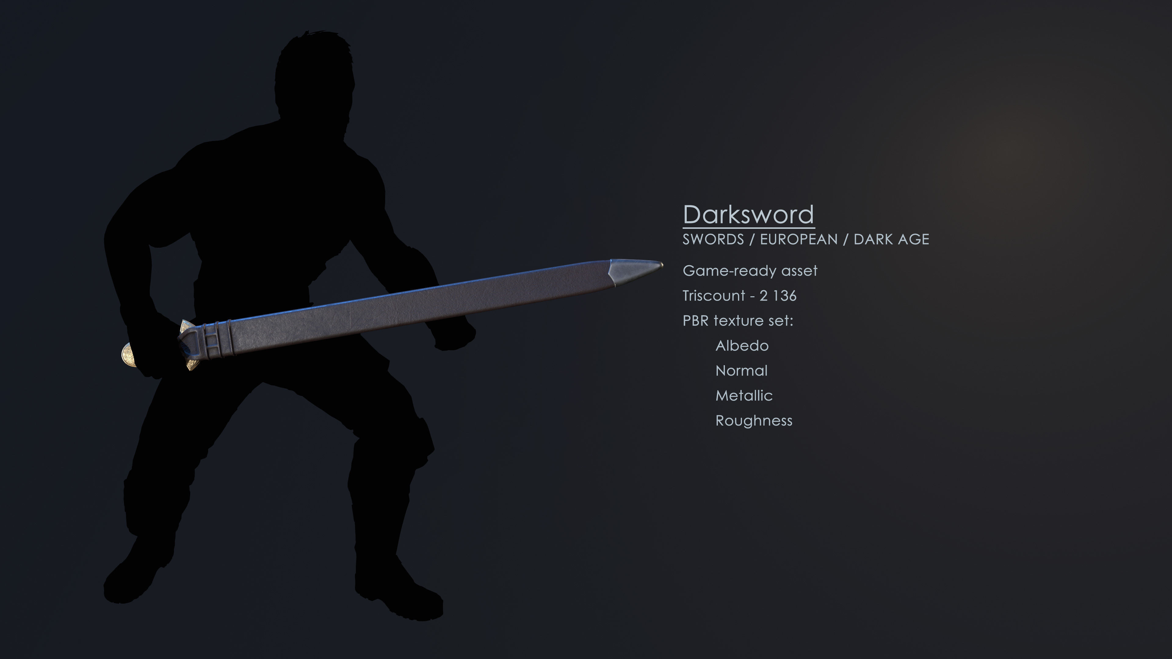 Darksword 11th Century Viking Sword Low-poly 3D model_6