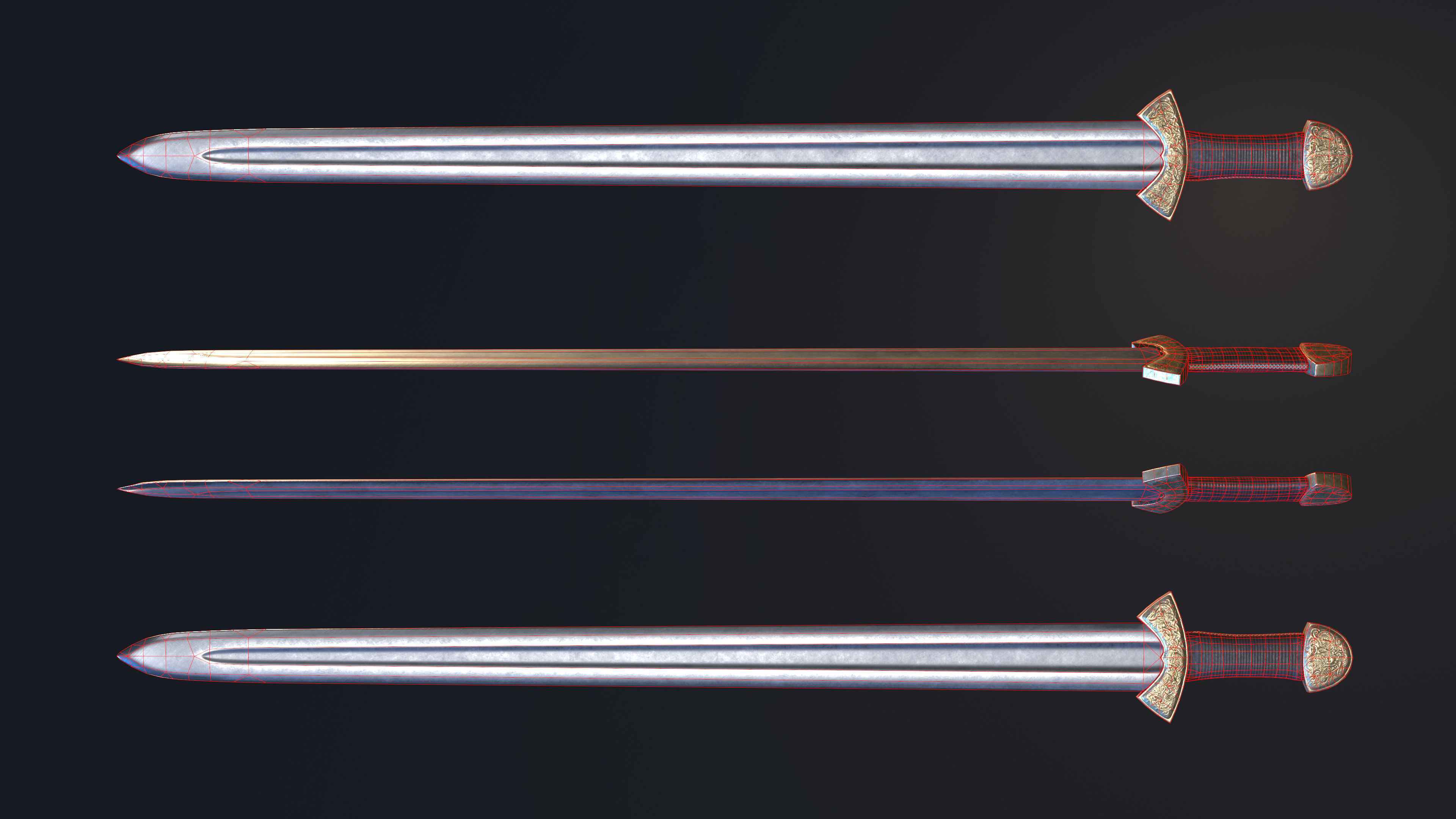 Darksword 11th Century Viking Sword Low-poly 3D model_10