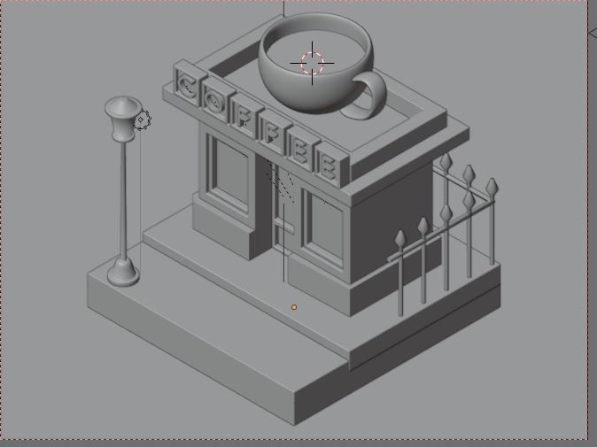 COFFEE shop with lamp on side 3D model_1