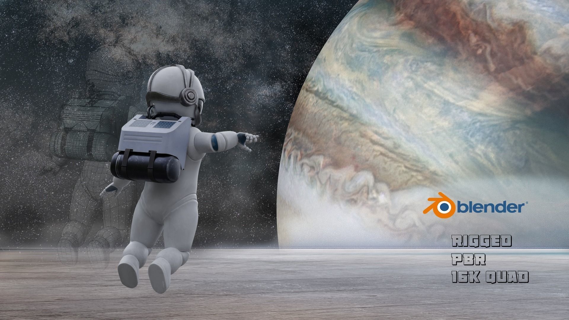 Astronaut Small Rigged Low-poly 3D model_25