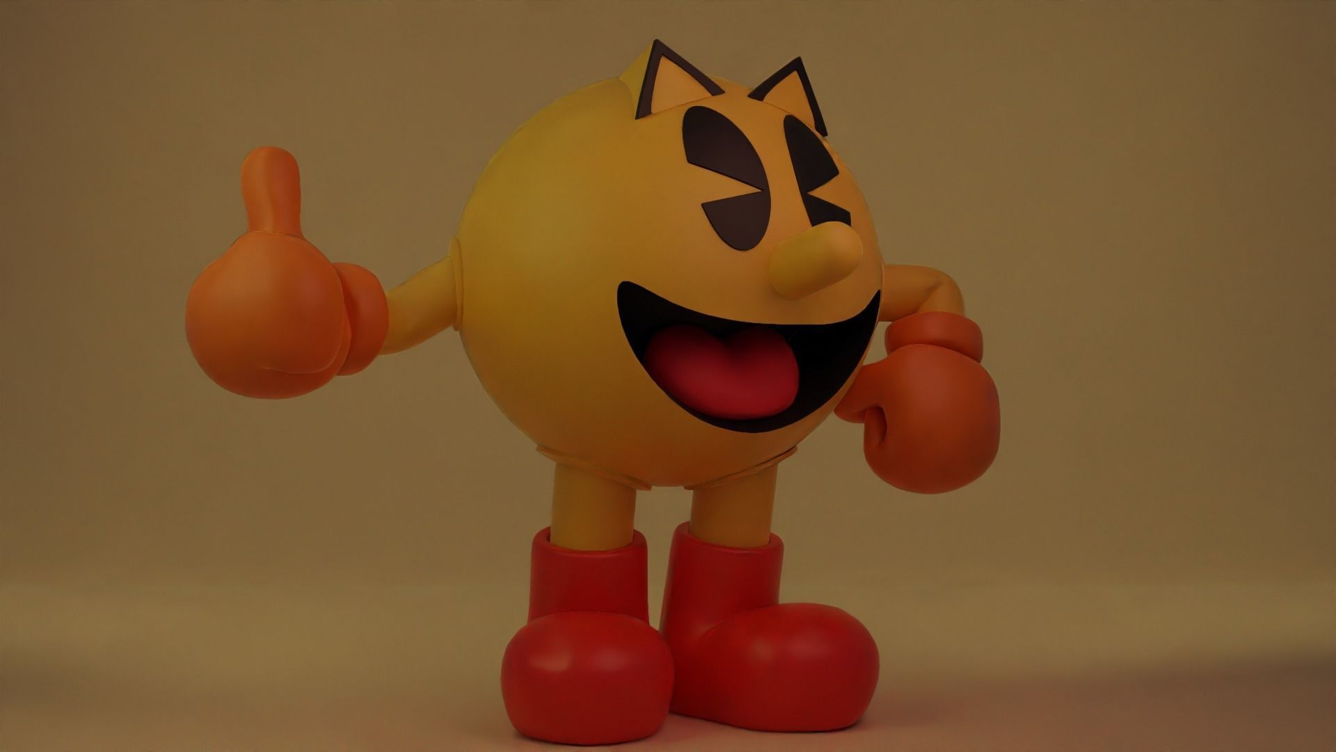 Pacman toy with boots and thumbs 3D model_1