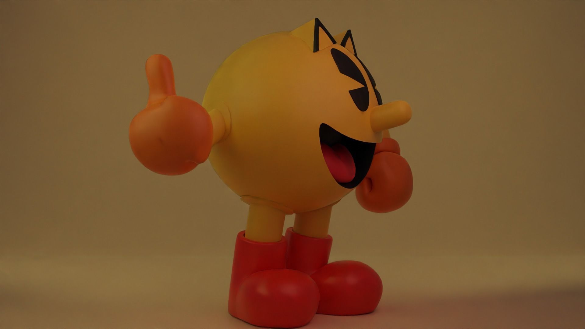 Pacman toy with boots and thumbs 3D model_2