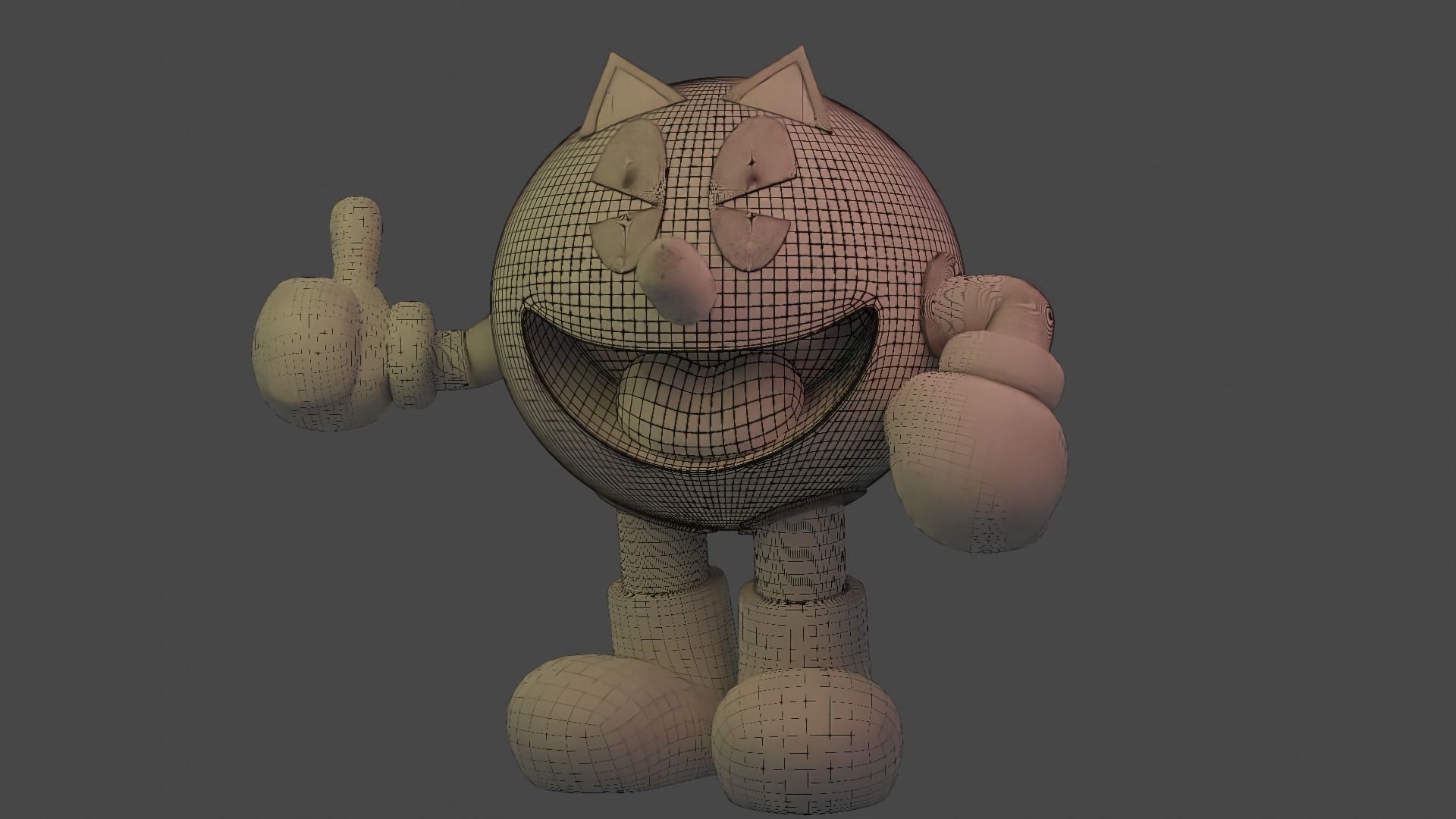 Pacman toy with boots and thumbs 3D model_7