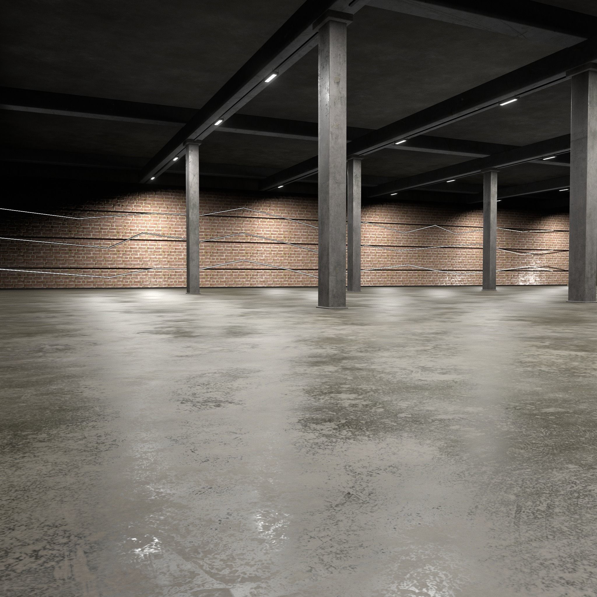 Car studio WAREHOUSE interior3D 3D model 3D model_1