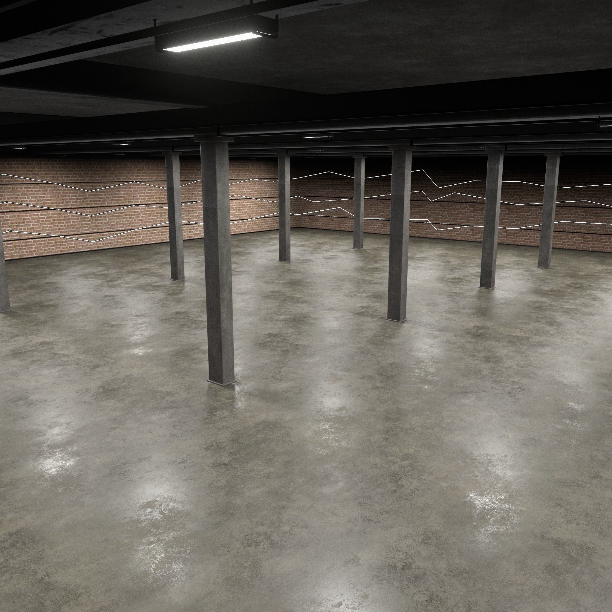 Car studio WAREHOUSE interior3D 3D model 3D model_2