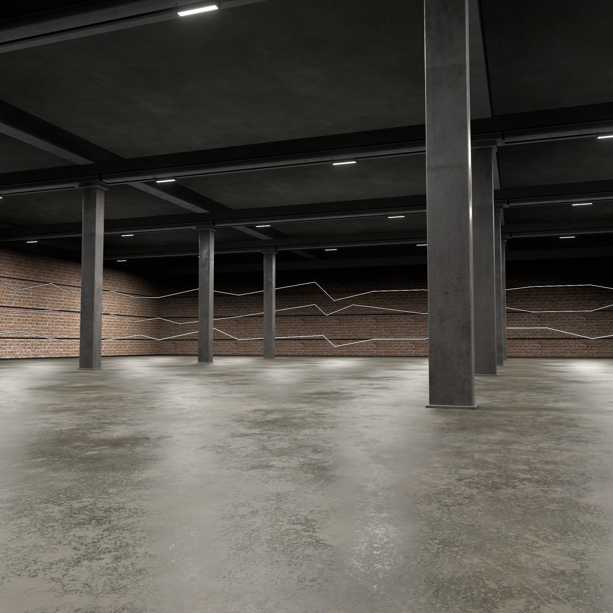 Car studio WAREHOUSE interior3D 3D model 3D model_3