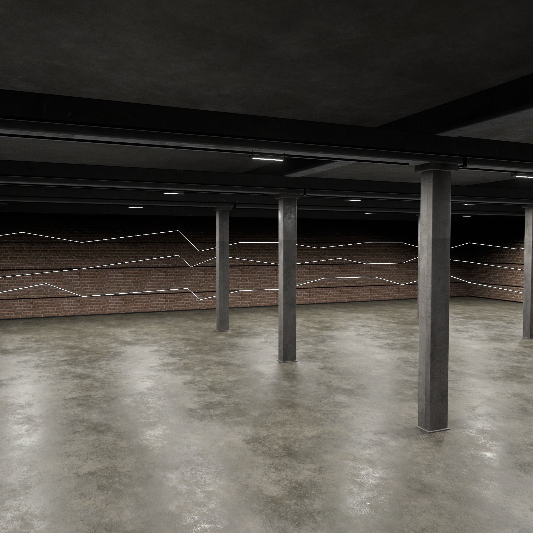 Car studio WAREHOUSE interior3D 3D model 3D model_6