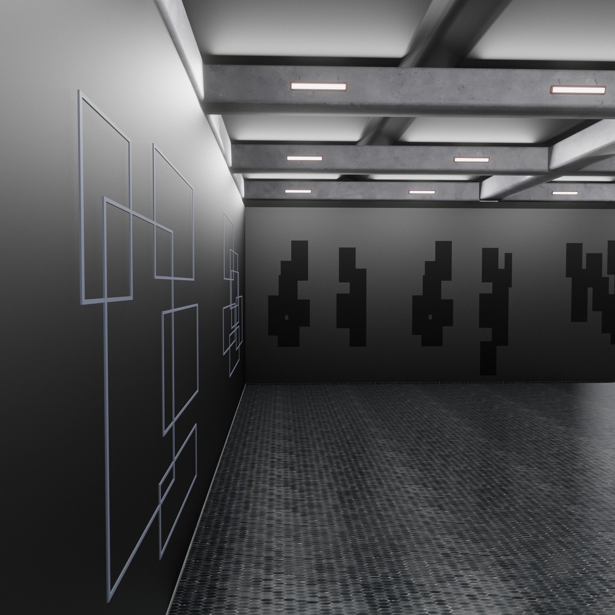 3D Hall WAREHOUSE interior 3D car studio 3D model_1