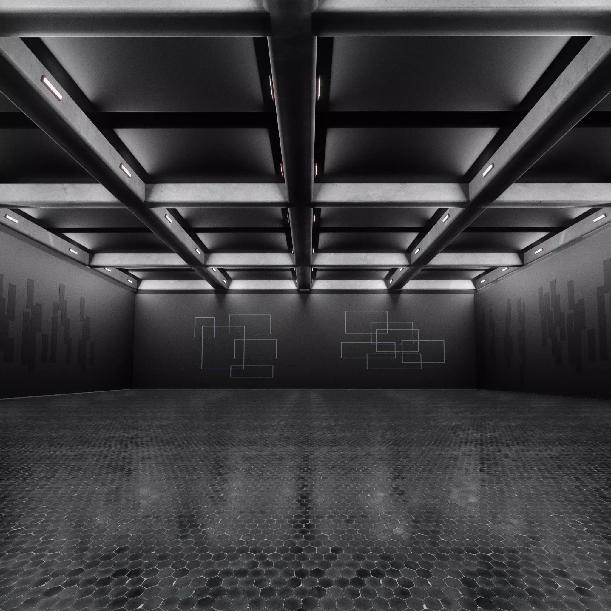 3D Hall WAREHOUSE interior 3D car studio 3D model_0