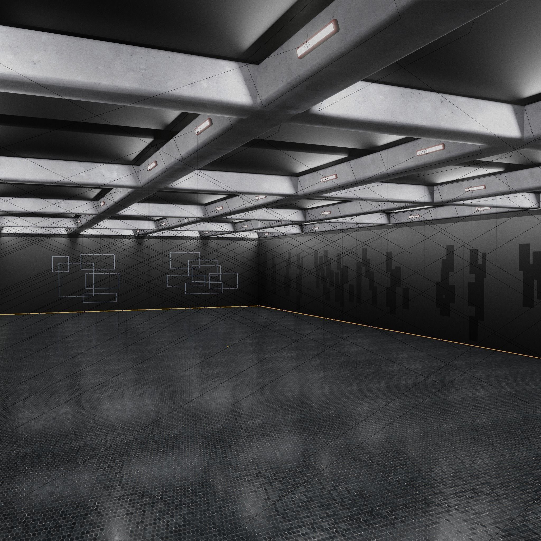 3D Hall WAREHOUSE interior 3D car studio 3D model_4