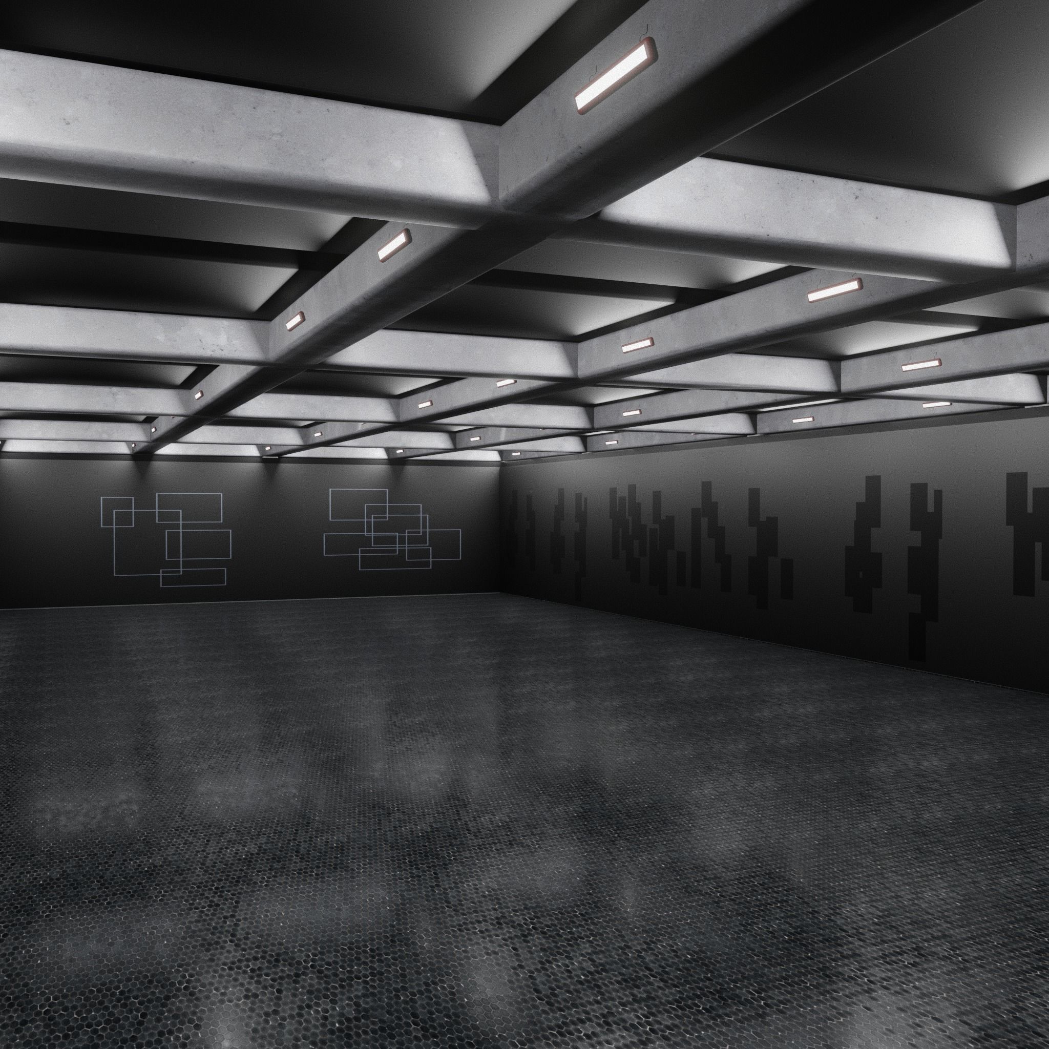 3D Hall WAREHOUSE interior 3D car studio 3D model_3