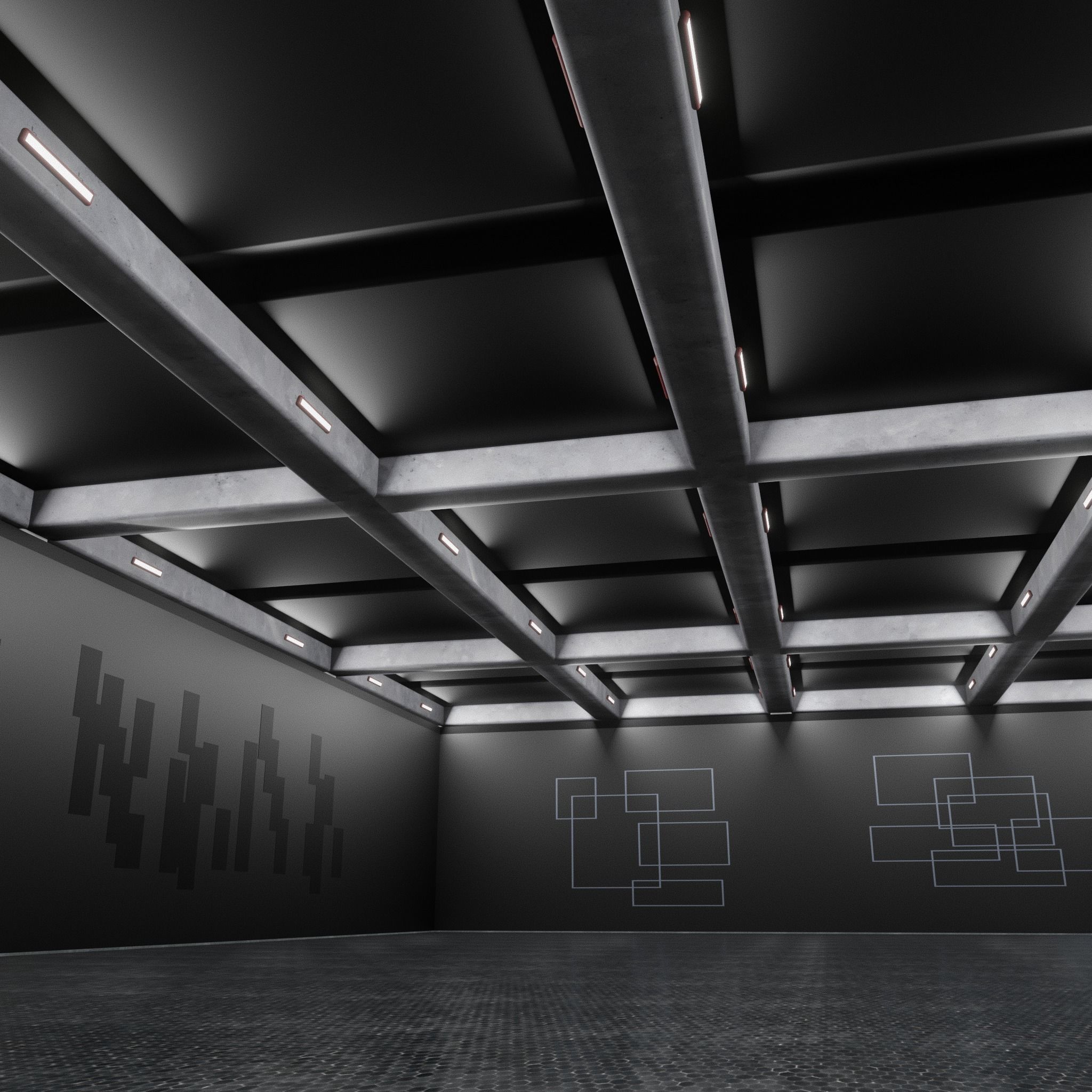 3D Hall WAREHOUSE interior 3D car studio 3D model_7