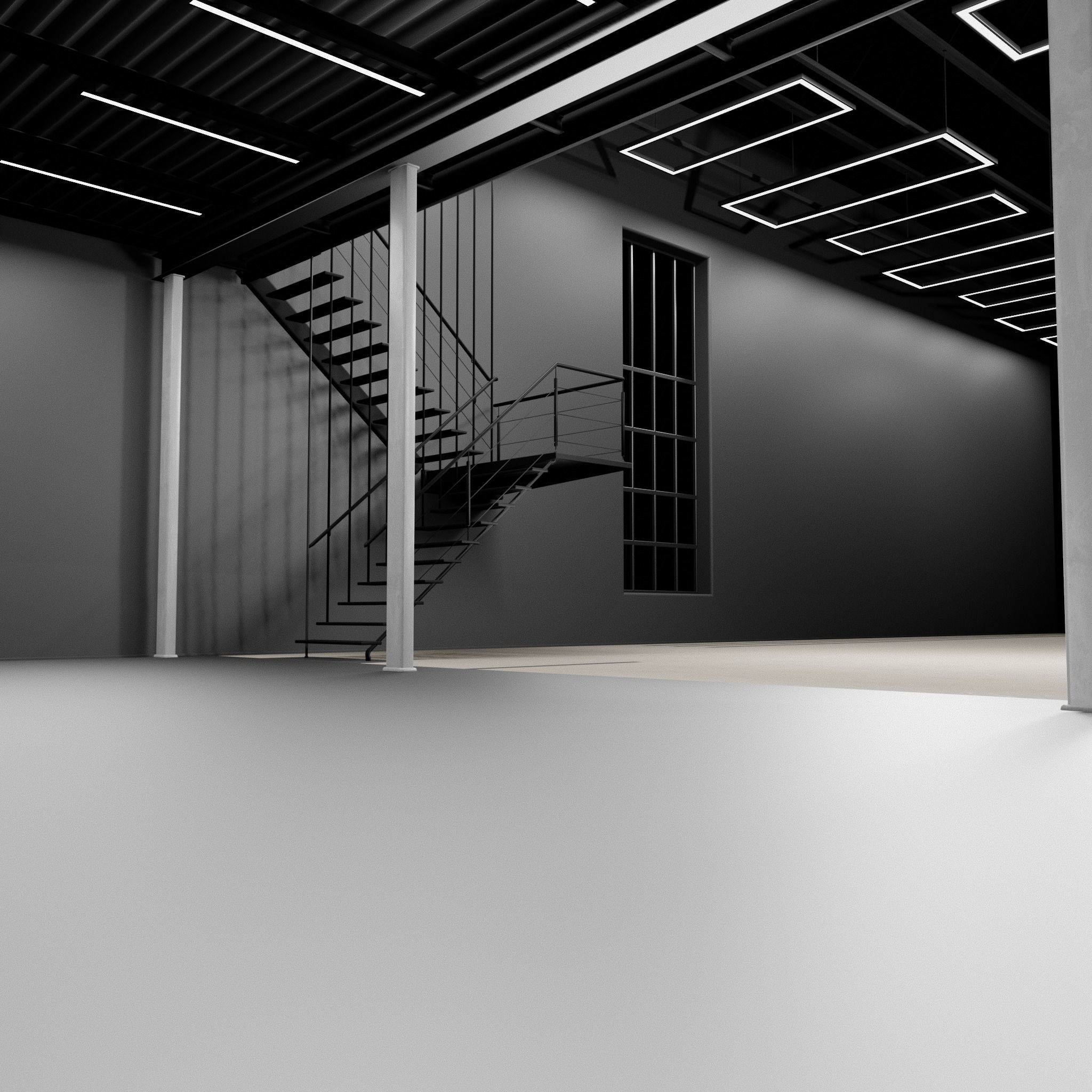 3D CAR STUDIO SCENE warehouse SCI FI futuristic 3D model_7