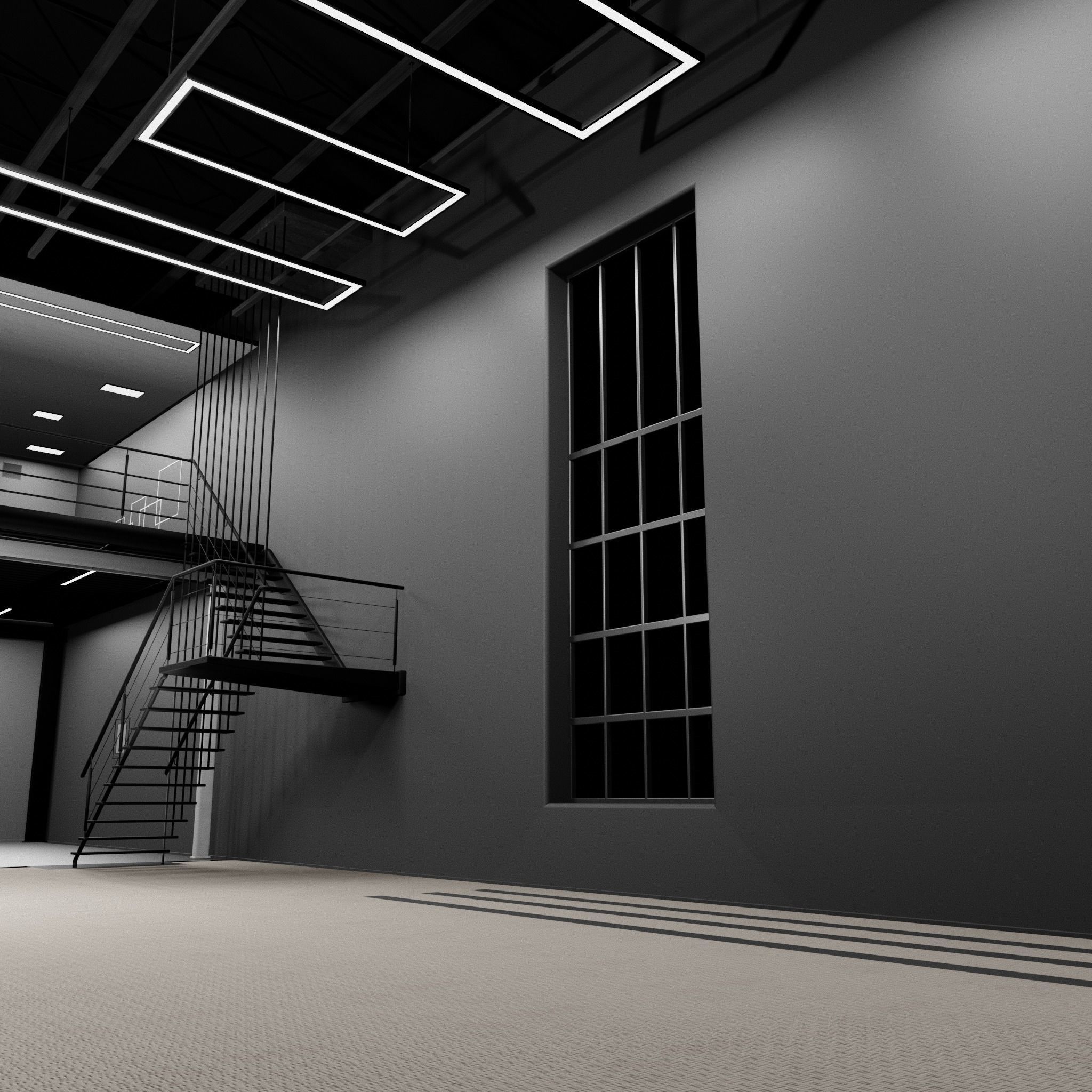 3D CAR STUDIO SCENE warehouse SCI FI futuristic 3D model_3