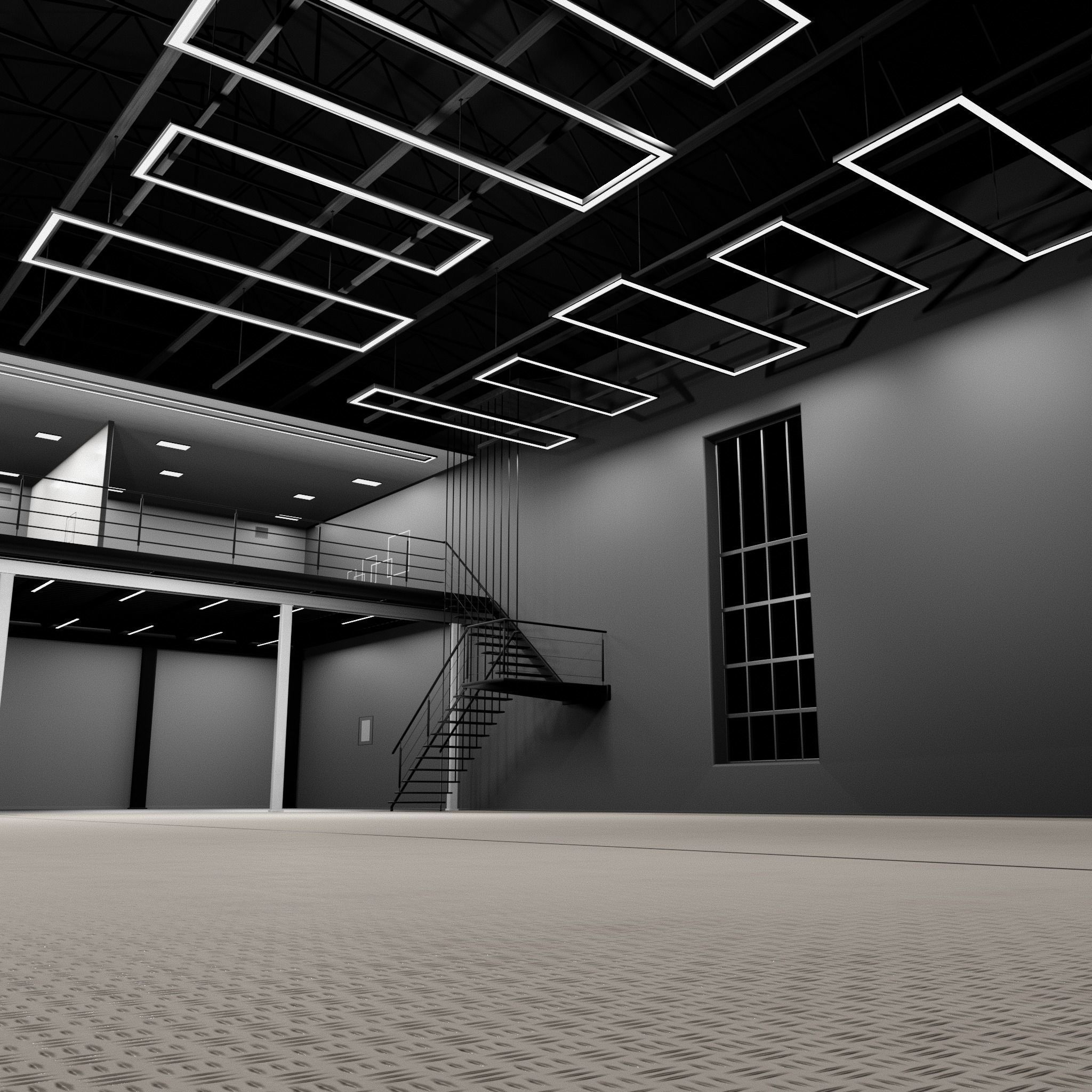 3D CAR STUDIO SCENE warehouse SCI FI futuristic 3D model_1