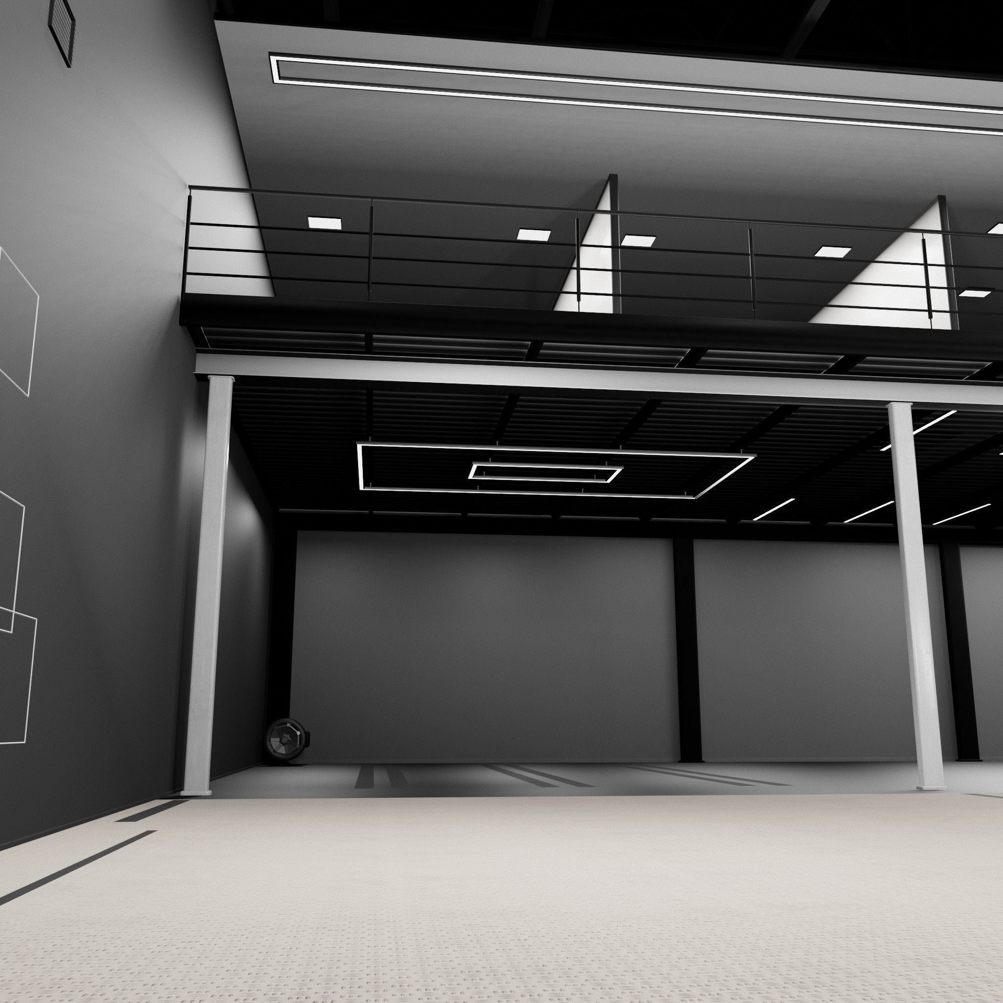 3D CAR STUDIO SCENE warehouse SCI FI futuristic 3D model_6