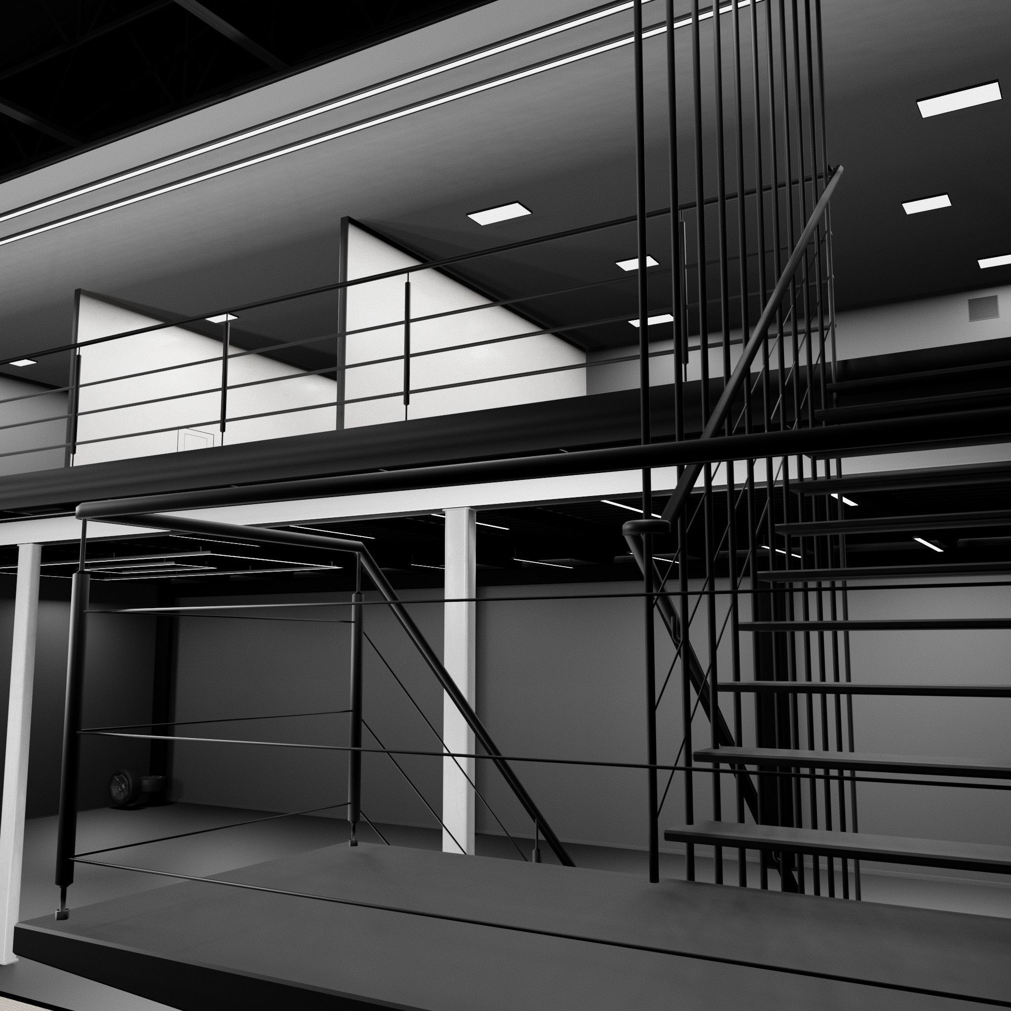 3D CAR STUDIO SCENE warehouse SCI FI futuristic 3D model_11