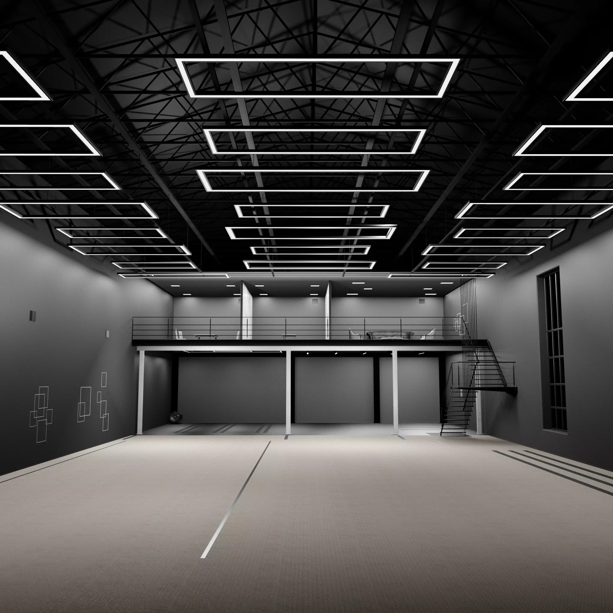 3D CAR STUDIO SCENE warehouse SCI FI futuristic 3D model_0