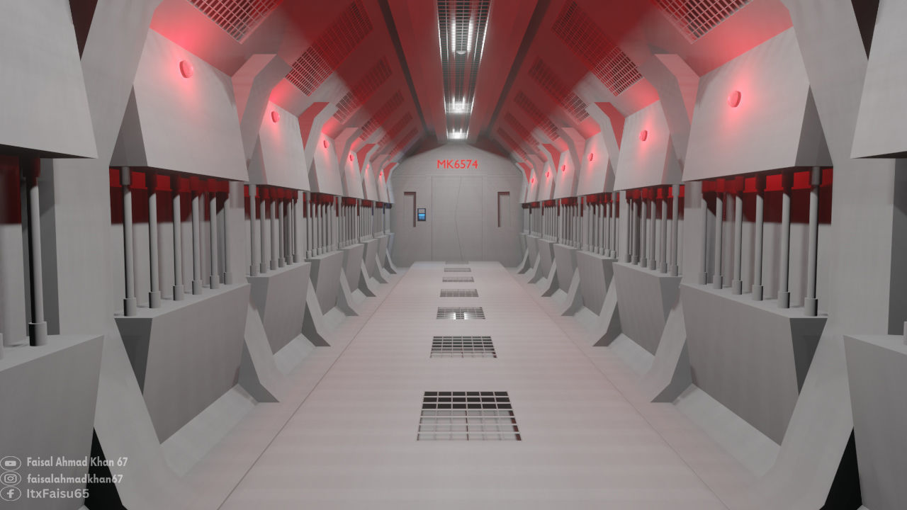 Sci-Fi Hallway 3D Model blender 3D model_2