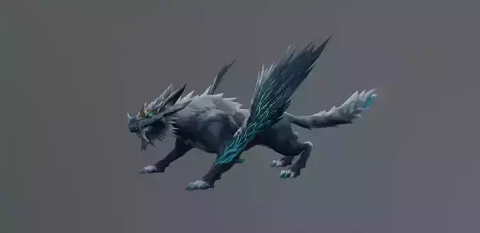 Wolf Wings Fantasy Monster Low Poly