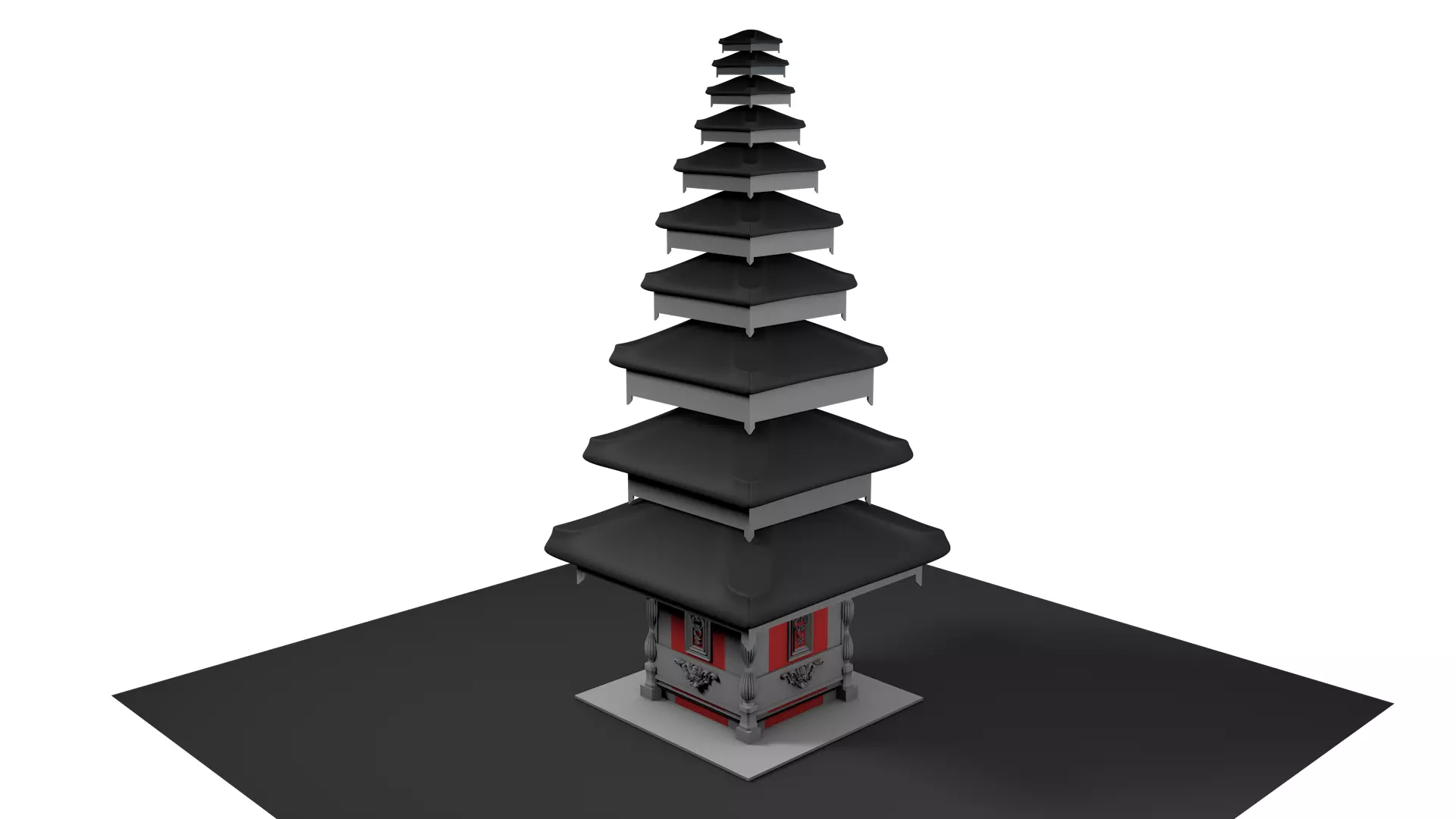 Pura Bedugul Bali Low-poly 3D model_0
