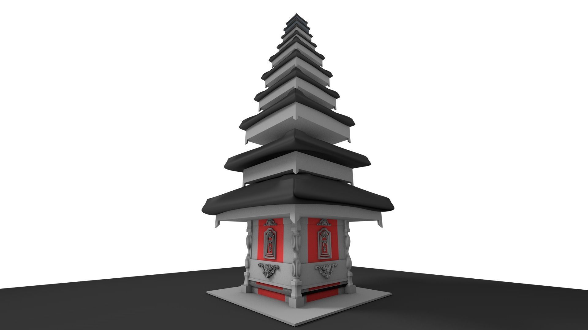 Pura Bedugul Bali Low-poly 3D model_3