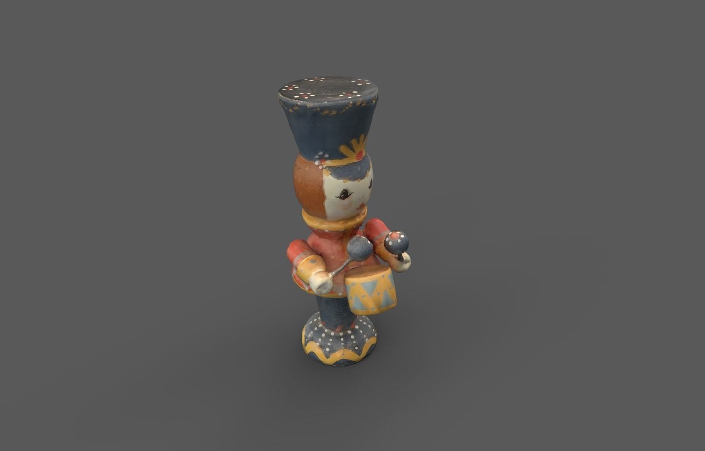 Vintage Wood Christmas Toy Soldier Low-poly 3D model_1