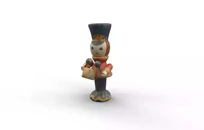 Vintage Wood Christmas Toy Soldier Low-poly 3D model