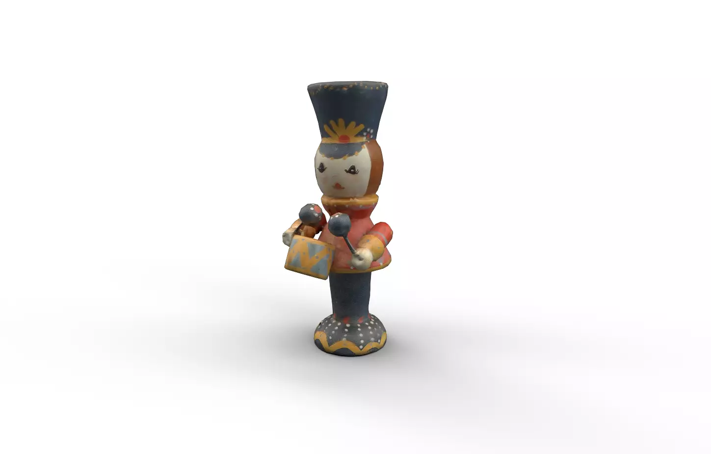 Vintage Wood Christmas Toy Soldier Low-poly 3D model_0
