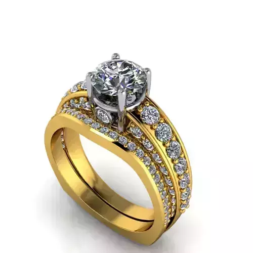 Decorative Setting Bridge Accent Solitaire wedding Band