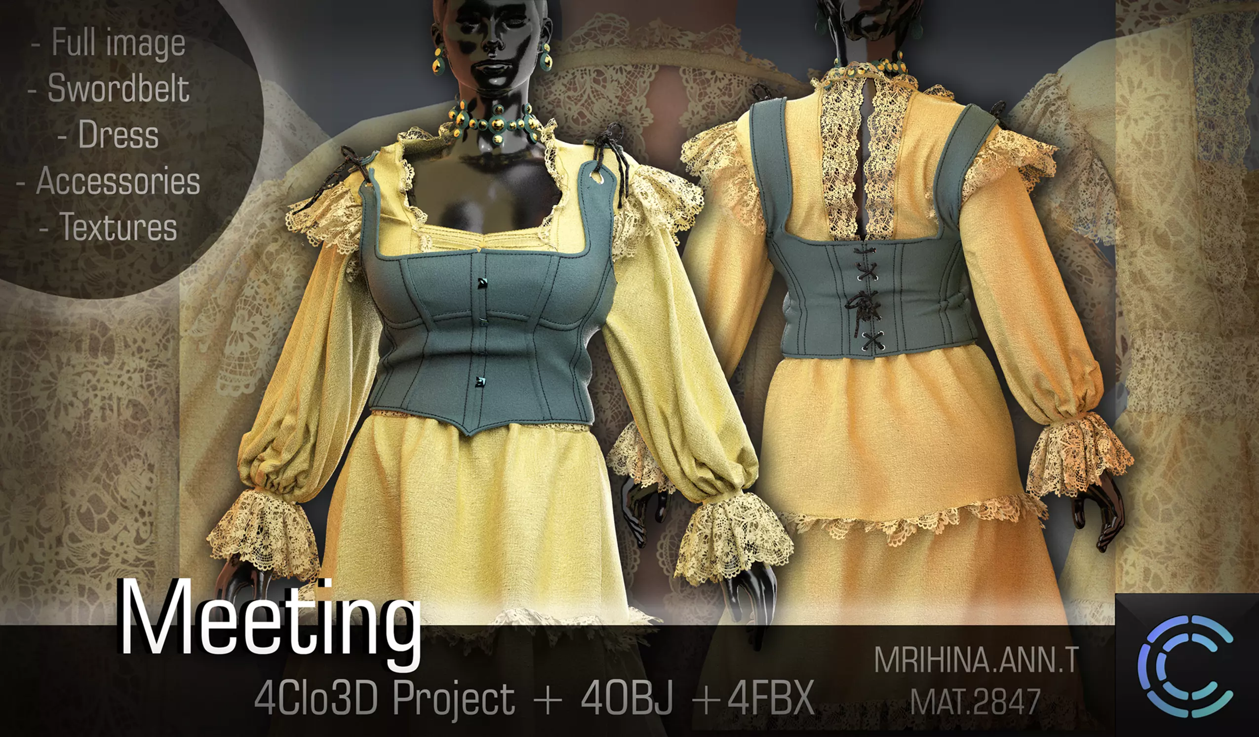 Meeting dress 3D model_0