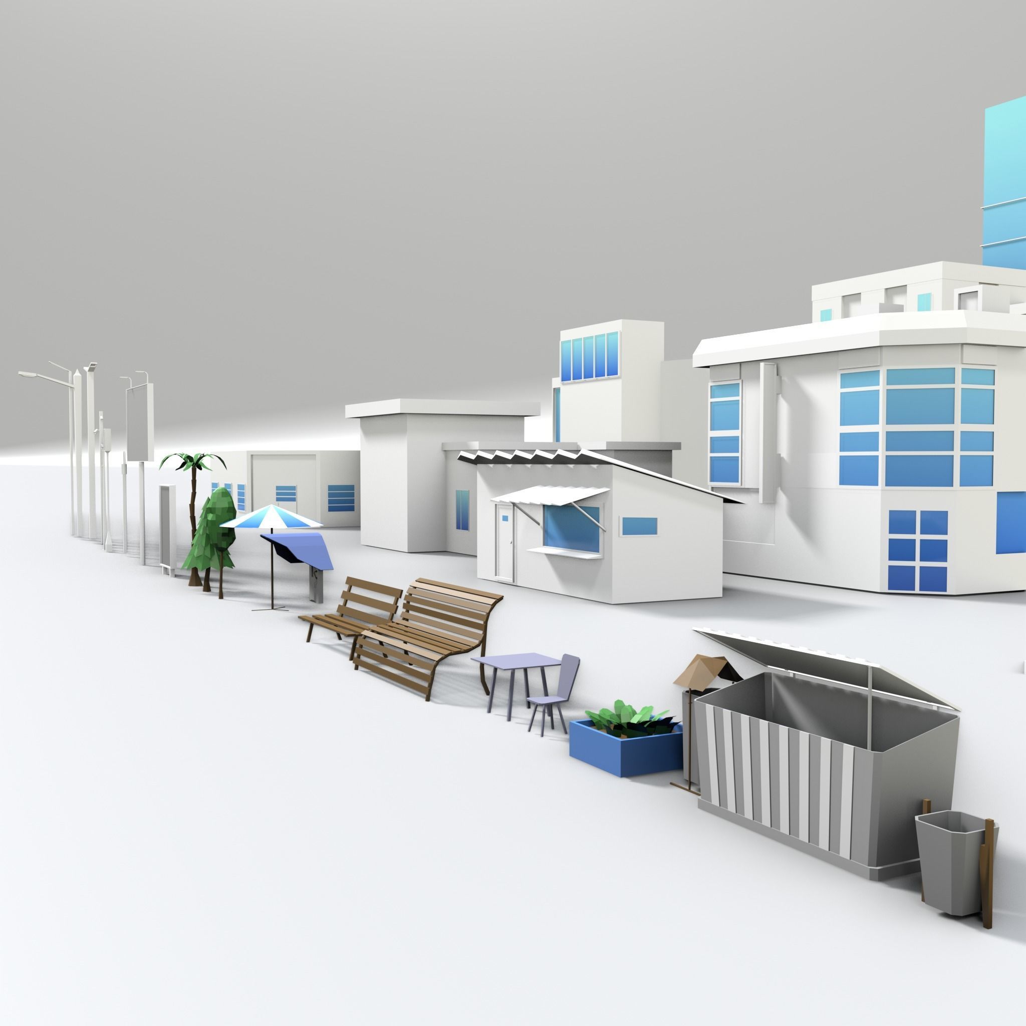 3D LOWPOLY CITY 16 BUILDING 3D model_3