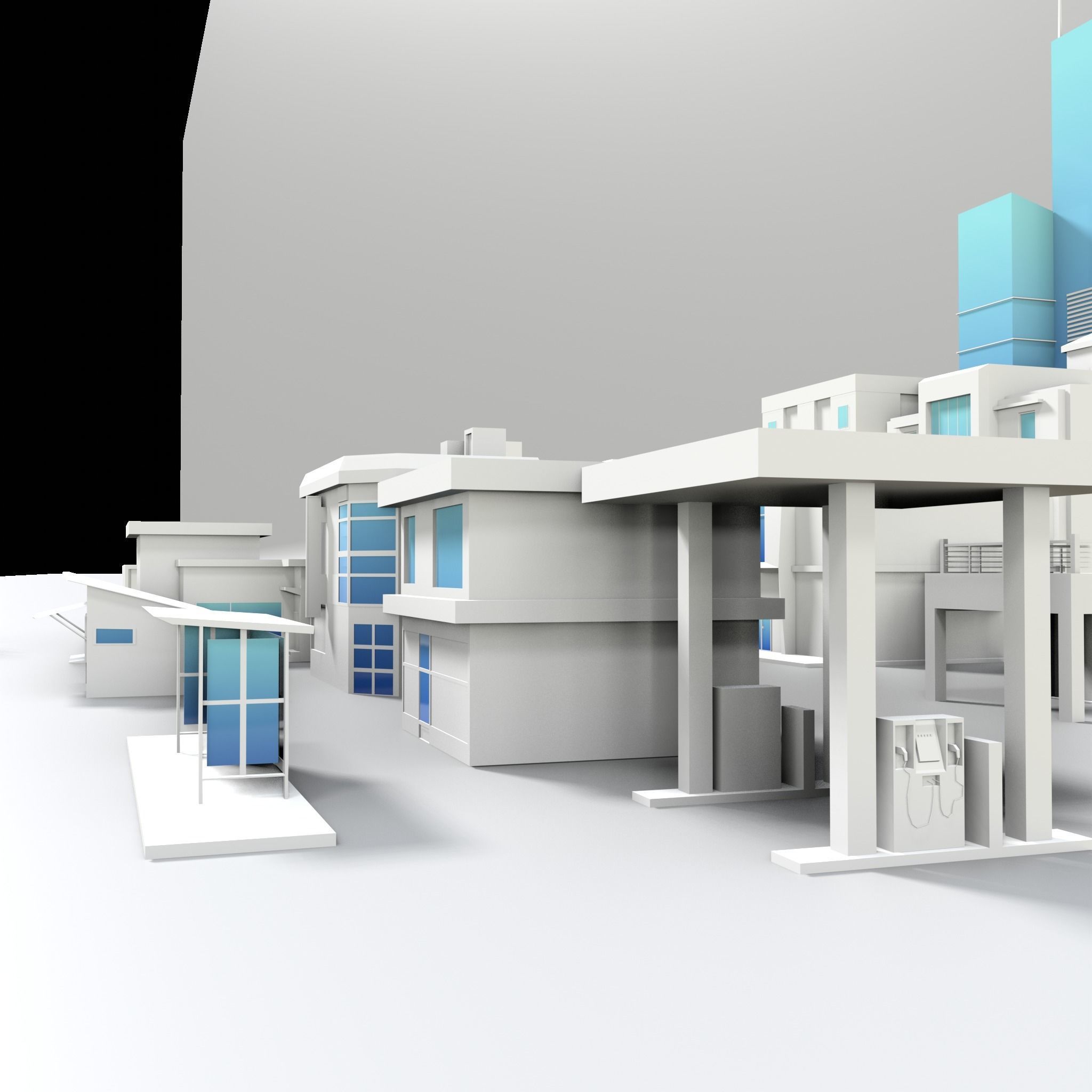3D LOWPOLY CITY 16 BUILDING 3D model_5