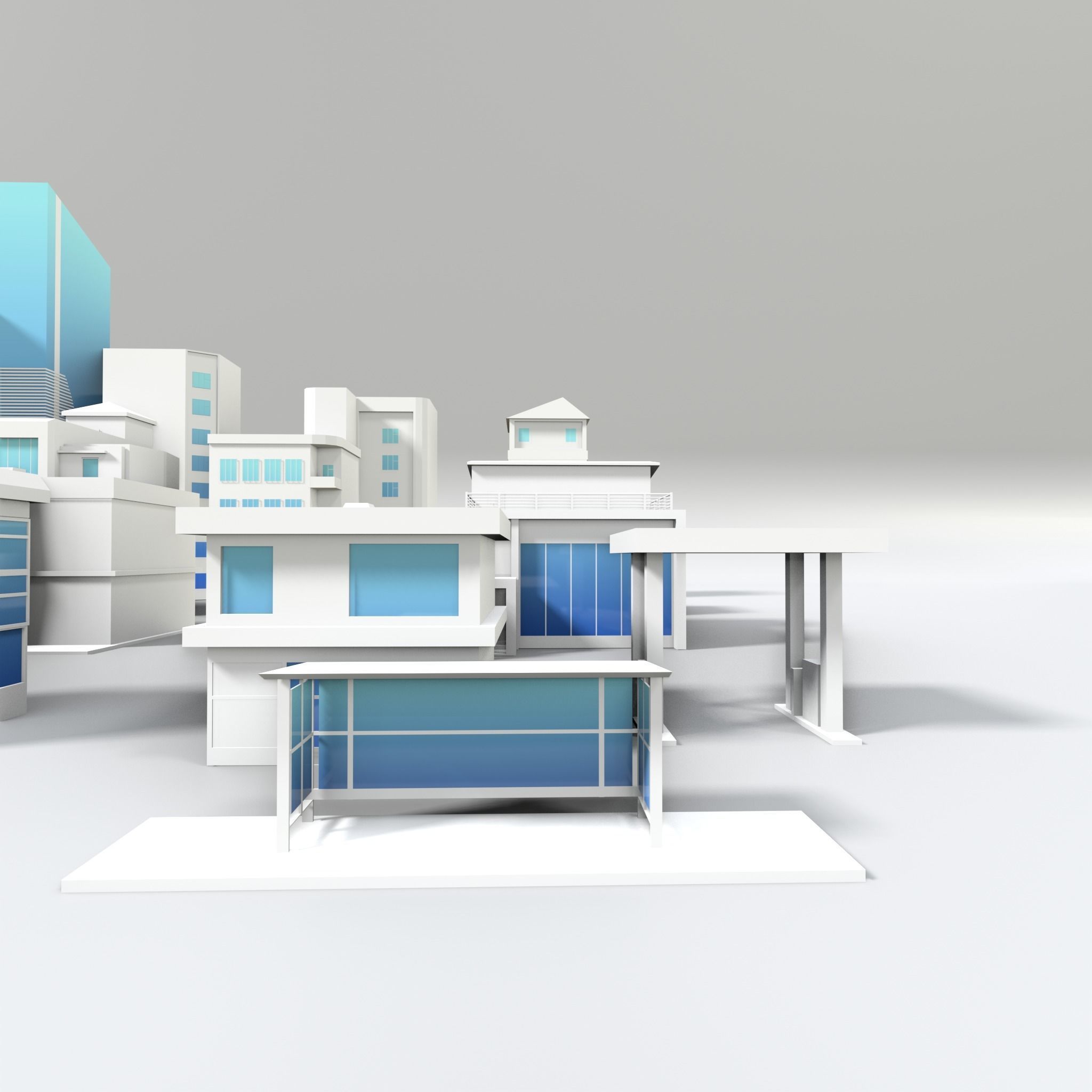 3D LOWPOLY CITY 16 BUILDING 3D model_4