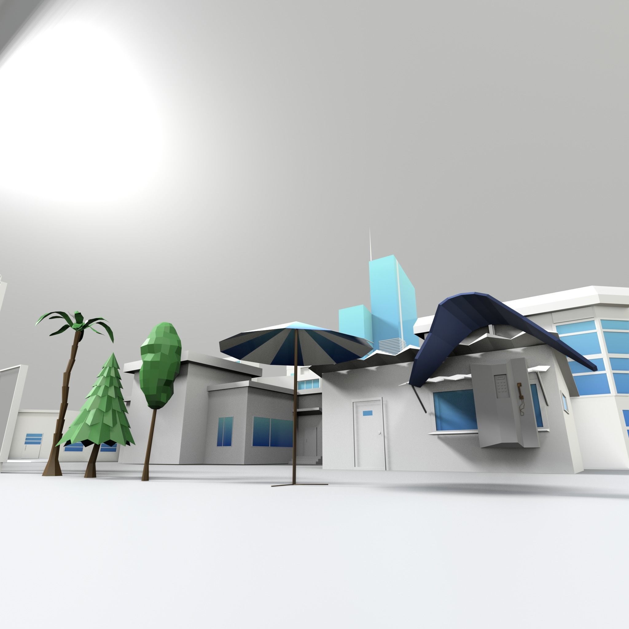 3D LOWPOLY CITY 16 BUILDING 3D model_10