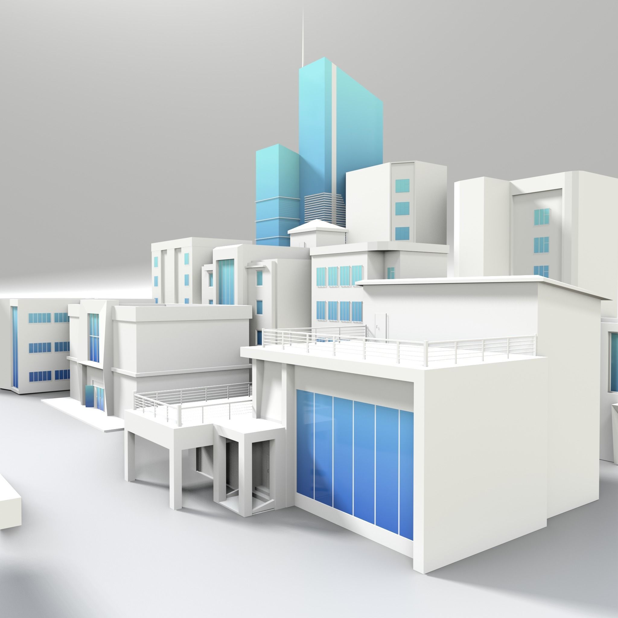 3D LOWPOLY CITY 16 BUILDING 3D model_11