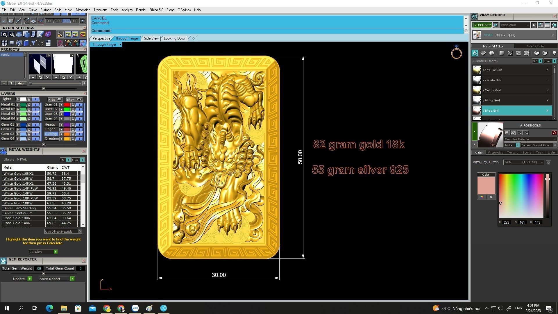 silver unicorn pendant 4736 3D print model_3