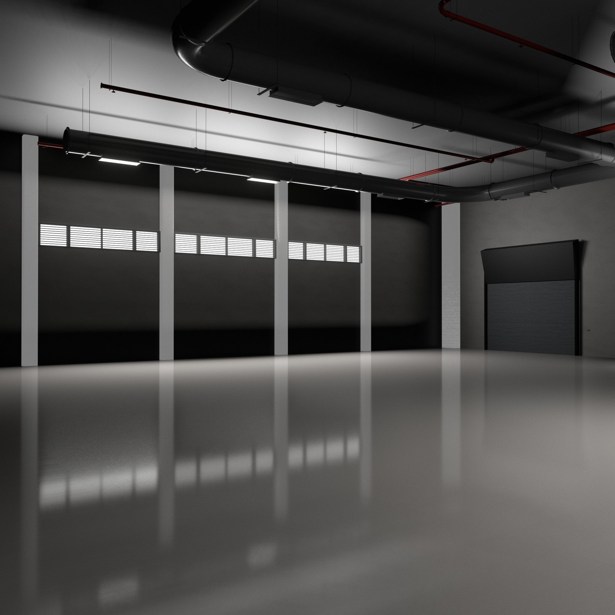 GARAGE 2 car studio interior Warehouse Low-poly 3D model_2