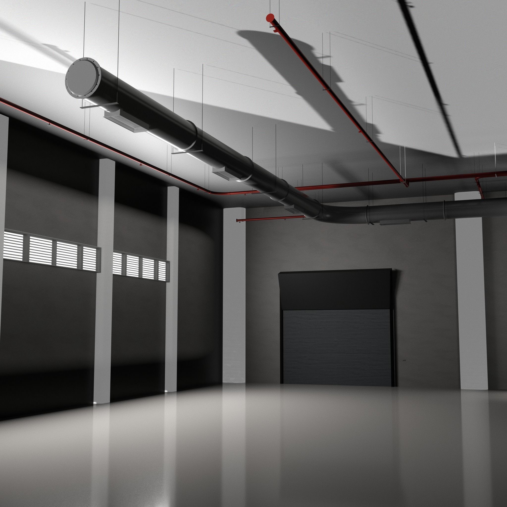 GARAGE 2 car studio interior Warehouse Low-poly 3D model_1