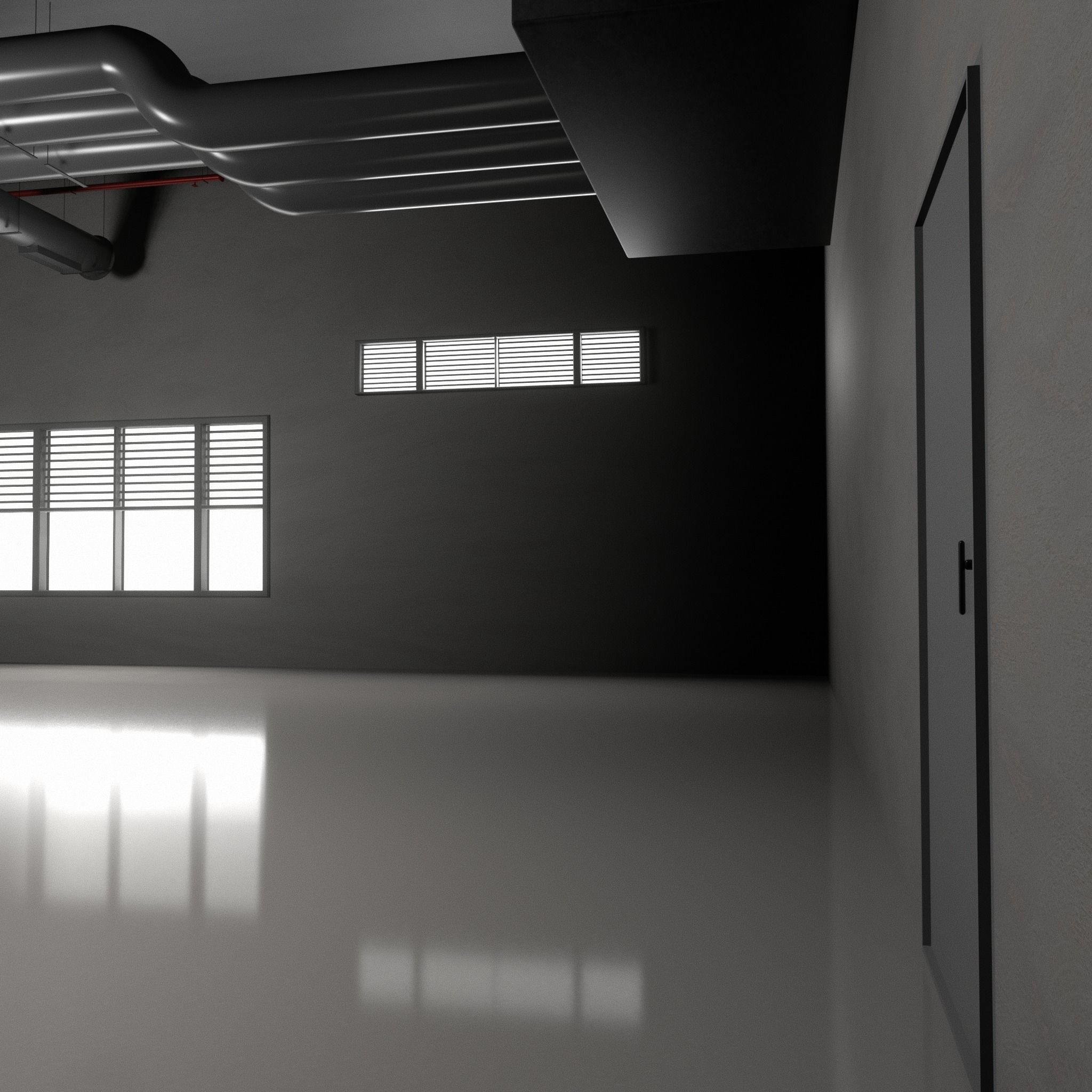 GARAGE 2 car studio interior Warehouse Low-poly 3D model_9