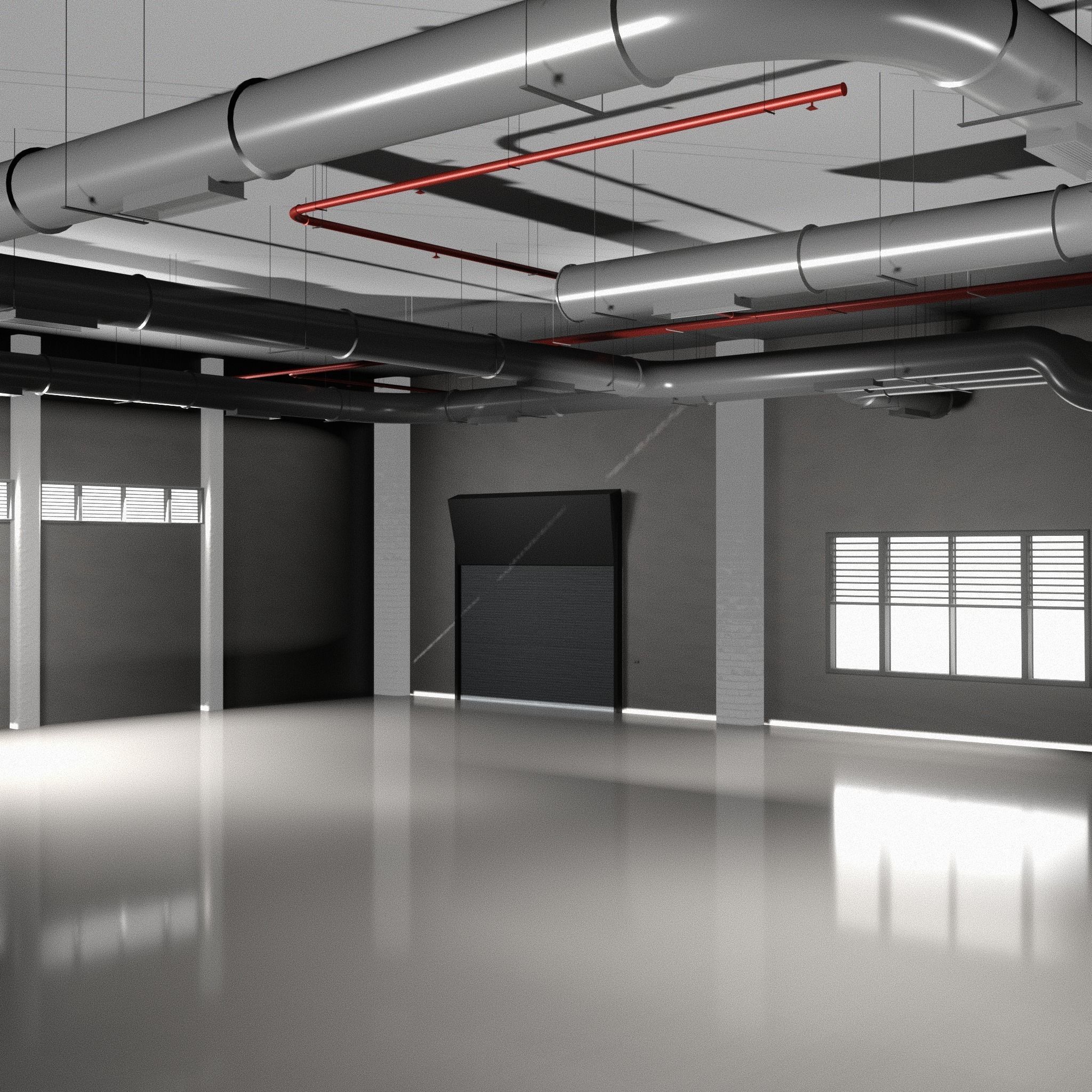 GARAGE 2 car studio interior Warehouse Low-poly 3D model_8