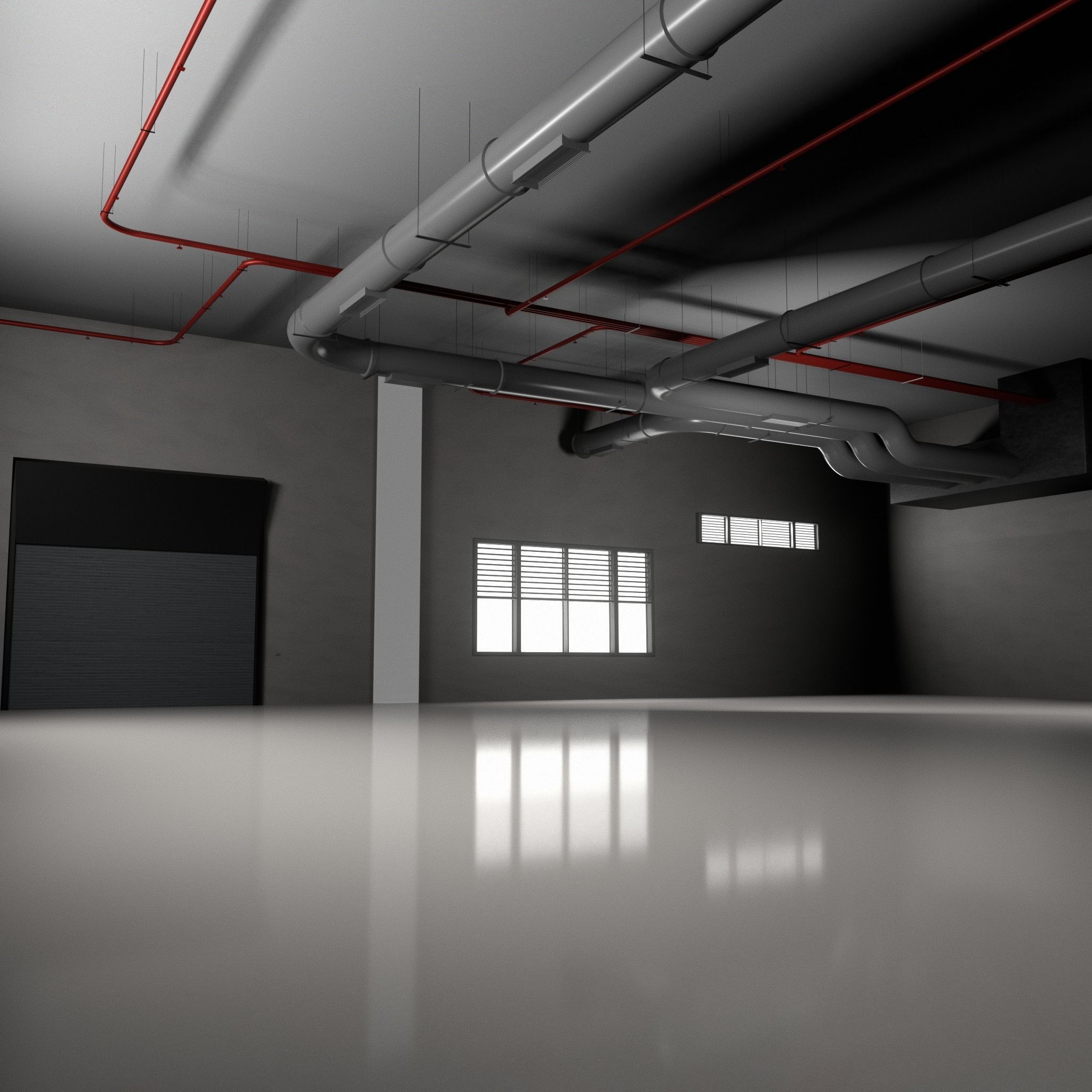 GARAGE 2 car studio interior Warehouse Low-poly 3D model_4