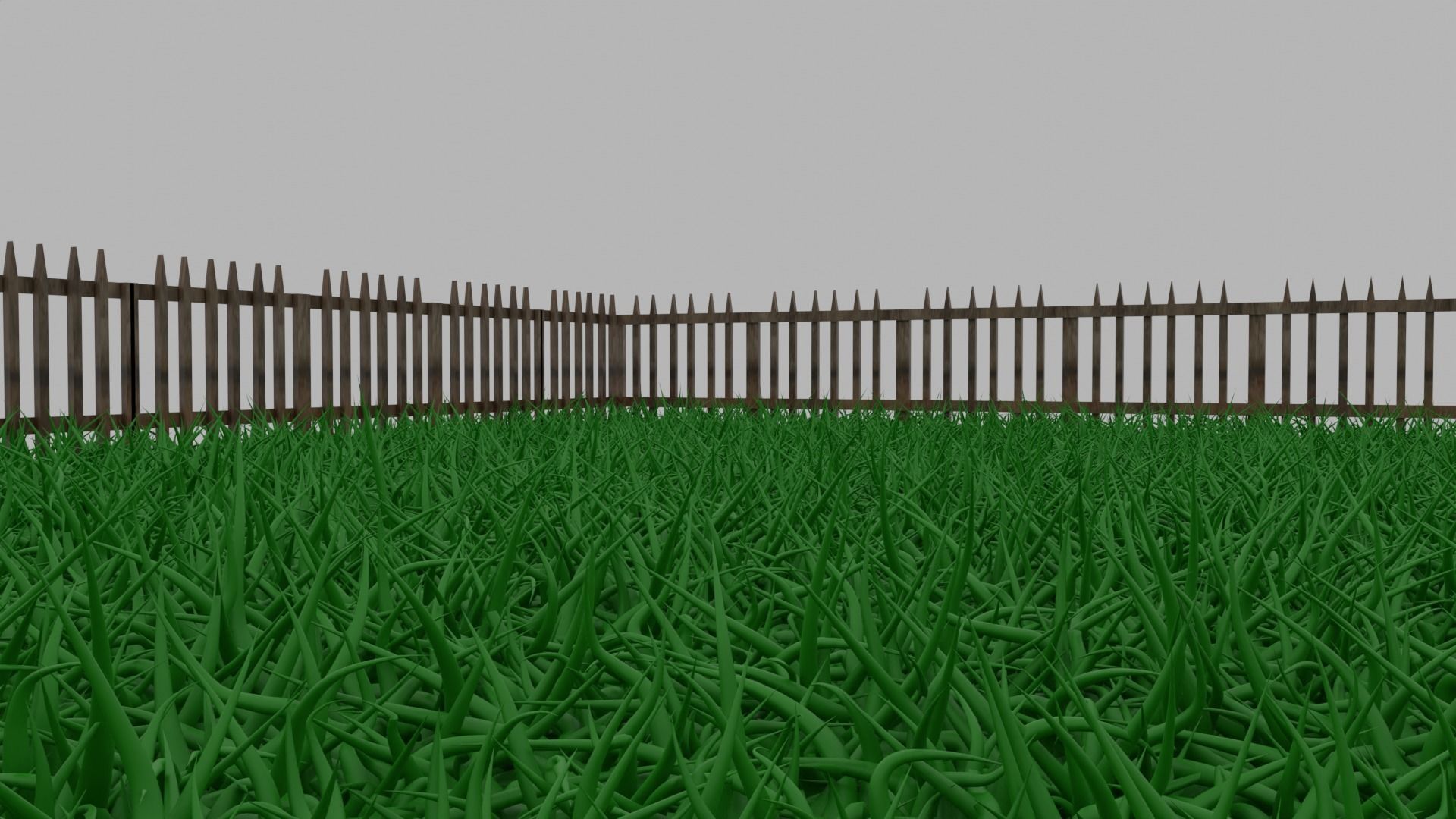 Garden wooden fence with grass Low-poly 3D model_5